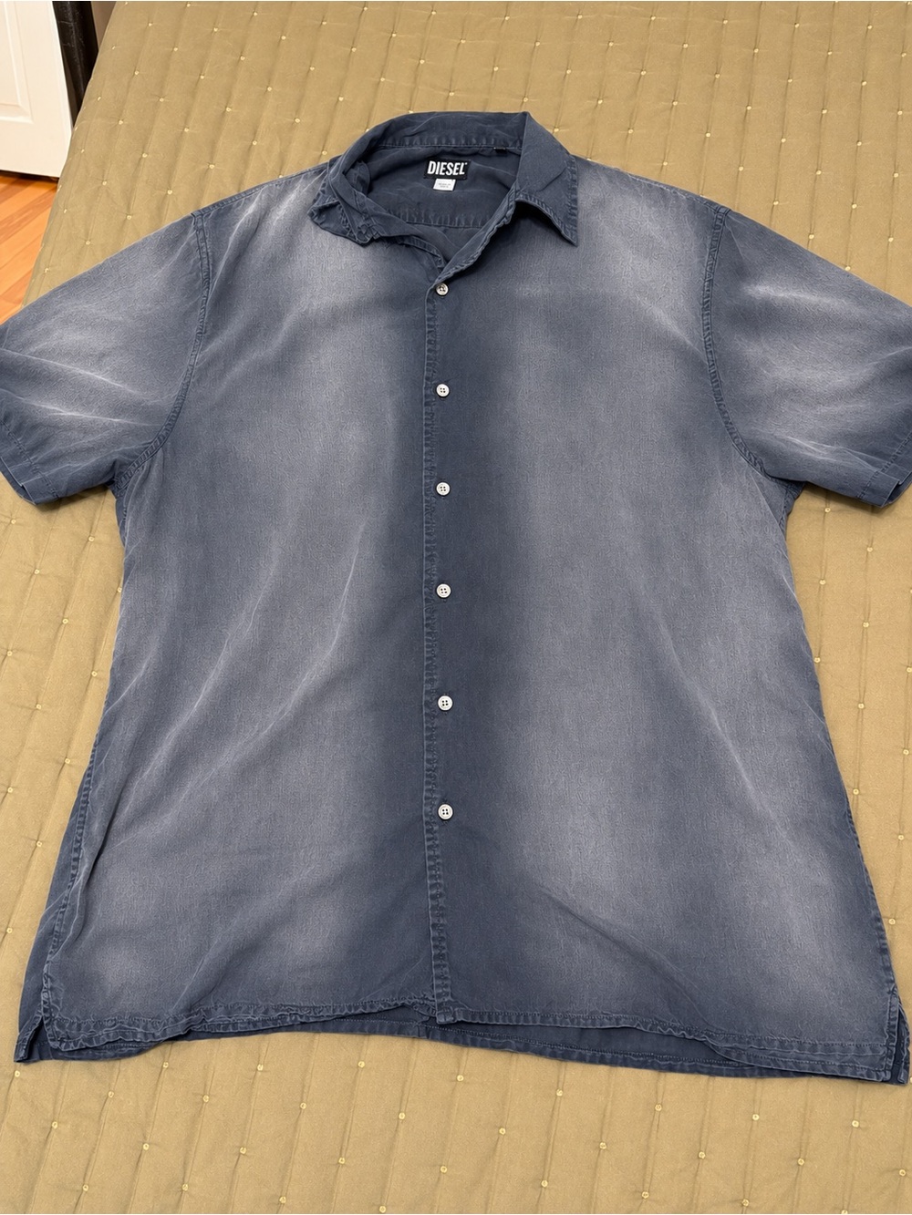 Diesel Men’s Faded Indigo Short-Sleeve Button-Up Shirt
